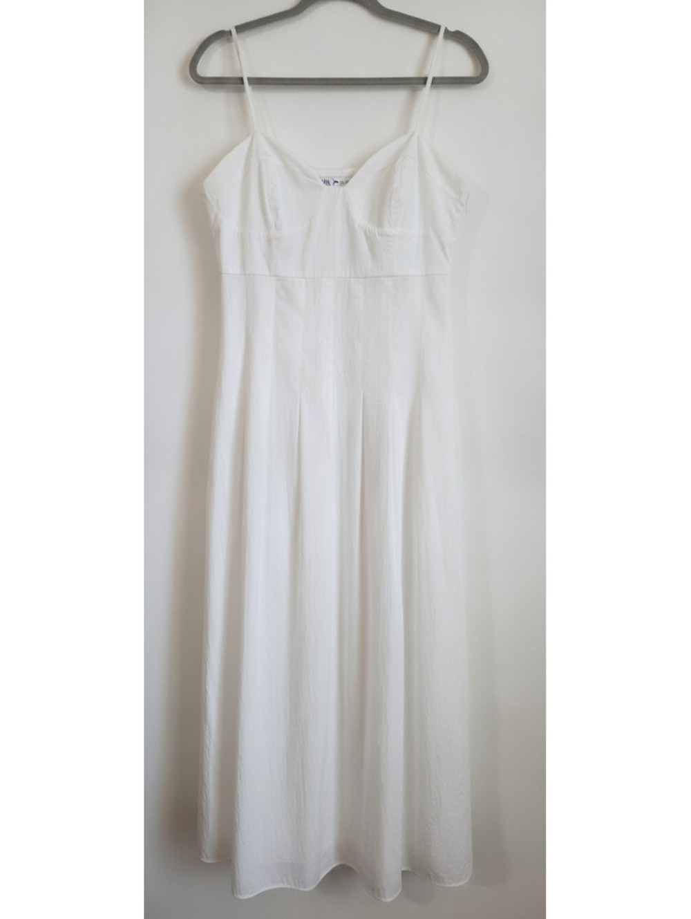 Zara White Maxi Slip Dress with Spaghetti Straps
